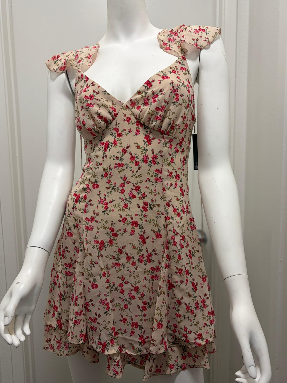 wild fable Beige Mini Dress with Pink Floral Print